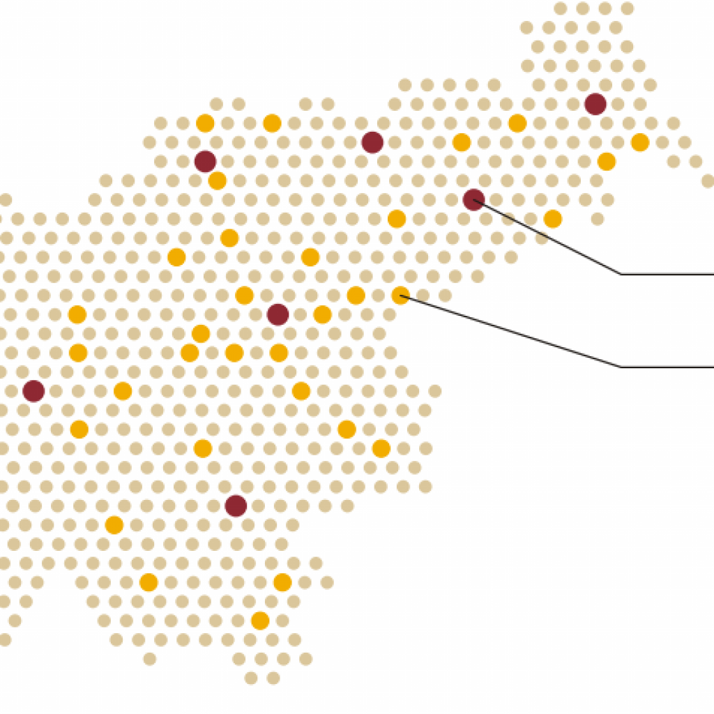 Zemljevid Slovenije z označenimi splošnimi in osrednjimi območnimi knjižnicami
